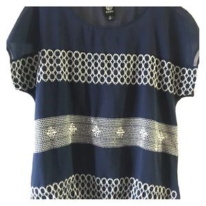 Navy Blue Embroidered Top